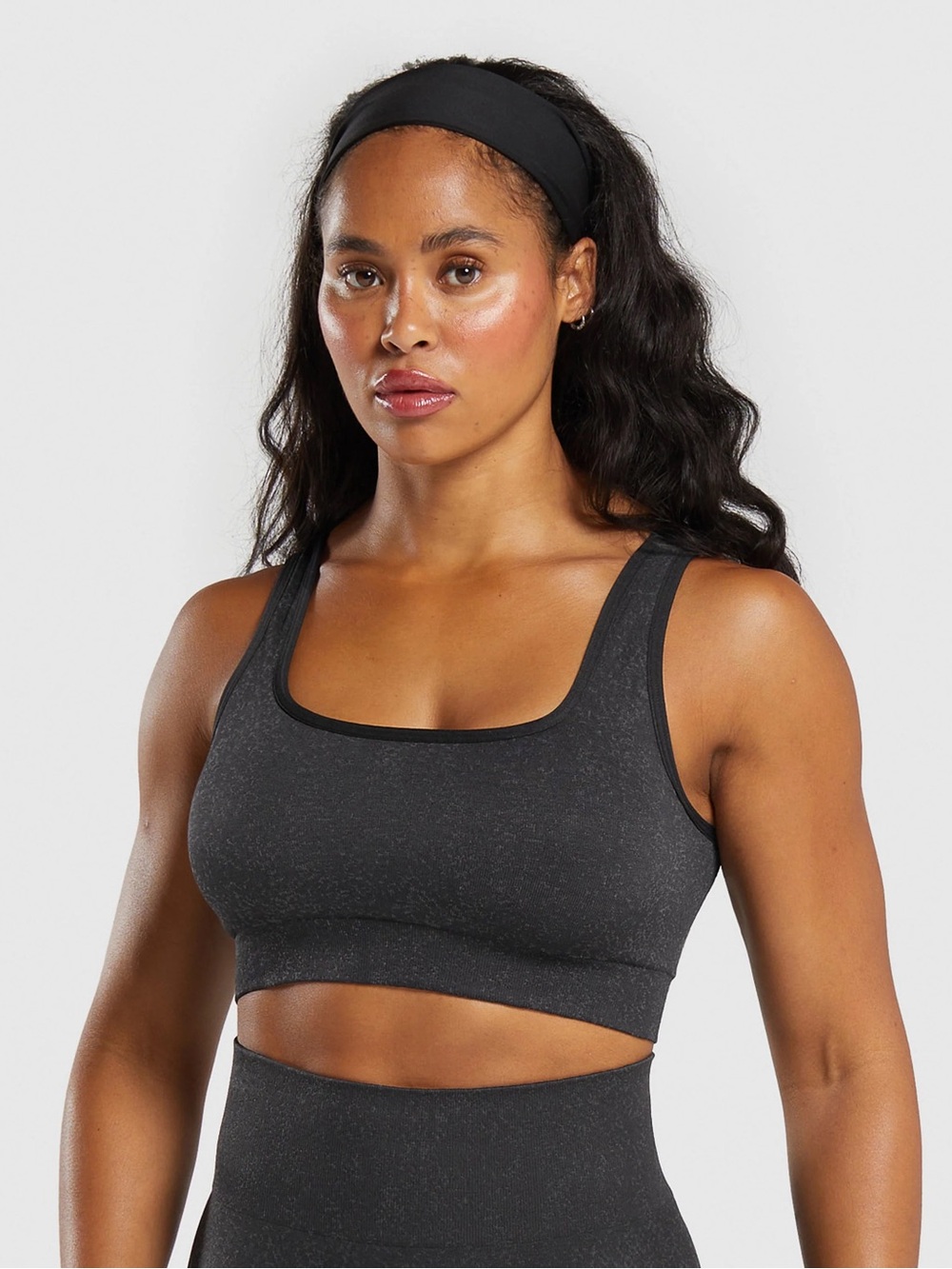NWT Gymshark Adapt Fleck Sports Bra in black and smokey grey. Size Medium
